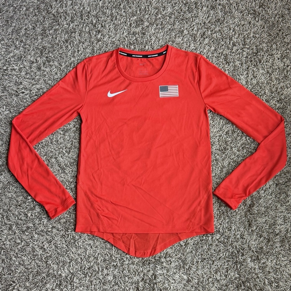 Nike Shirt Women XXS Running USA America Crew Long Sleeve Red CQ0135-641 NWOT
